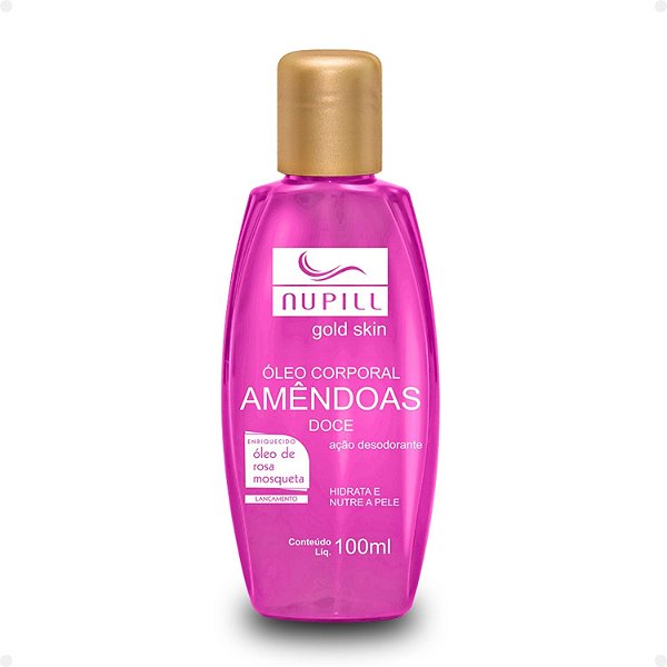Óleo Corporal Nupill Amêndoas Doce Gold Skin Com Rosa Mosqueta 100ml