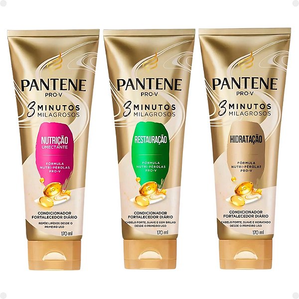 Kit Pantene Cronograma Capilar 3 Minutos Milagrosos: Restauração, Nutrição e Hidratação 170ml