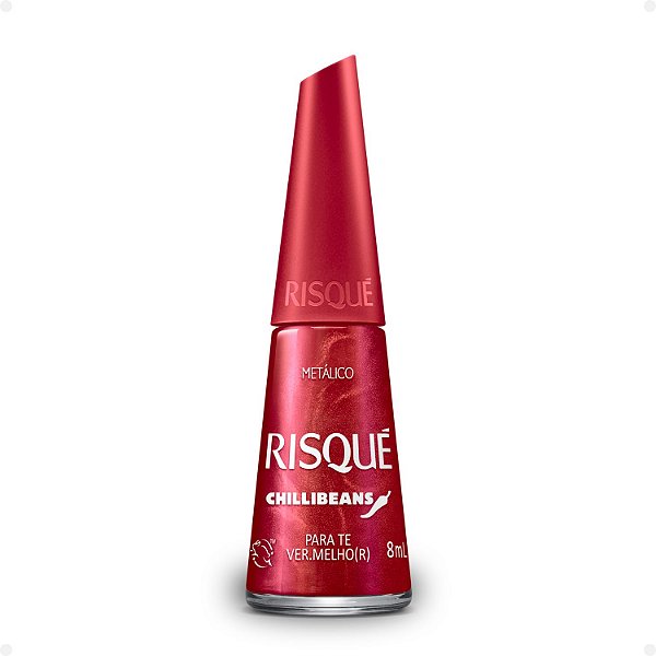 Esmalte Metálico Risqué Chilli Beans Para te Ver.Melho(r) 8ml