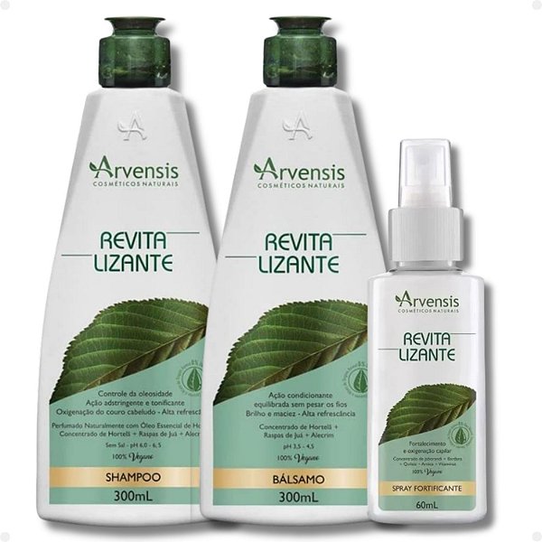 Kit Arvensis Revitalizante: Shampoo 300ml, Condicionador 300ml e Spray Fortificante 60ml