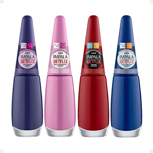 Kit Esmaltes Impala Netflix Maratonando com 4 7,5ml