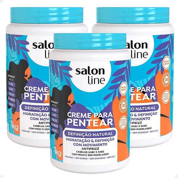 Kit Salon Line Definição Natural: 3 Creme Para Pentear 1kg