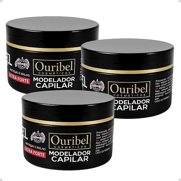Kit Ouribel: 3 Gel Cera Modelador Capilar Ultra Forte 250g