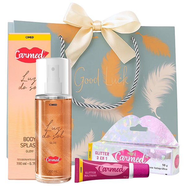 Kit Presente Carmed: 01 Body Splash Luz do Sol 200ml e 01 Hidratante Labial Glitter 3 em 1