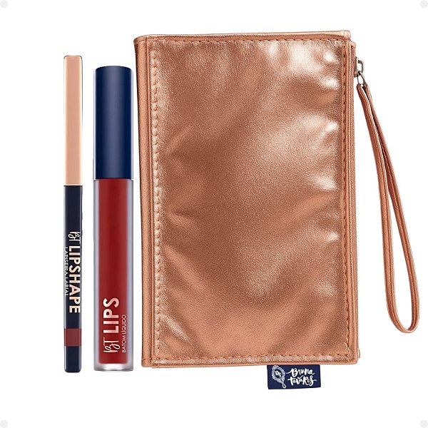 Kit Bruna Tavares Bt: Batom Líquido Roberta e Lapiseira Labial Red Carpet + Mimo Necessaire