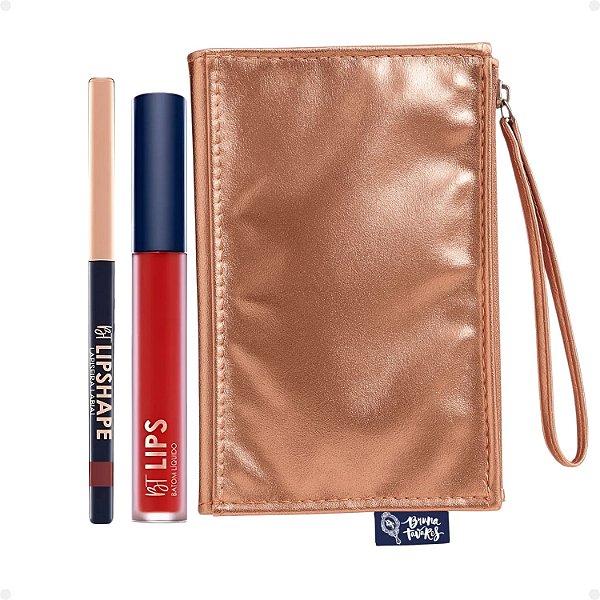 Kit Bruna Tavares Bt: Batom Líquido Bruna e Lapiseira Labial Red Carpet + Necessaire