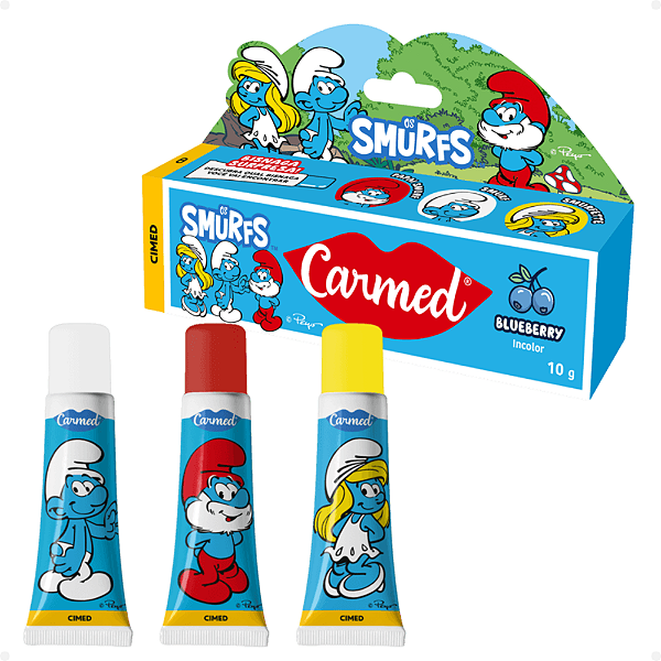 Hidratante Labial Carmed Smurfs Blueberry Incolor 10g