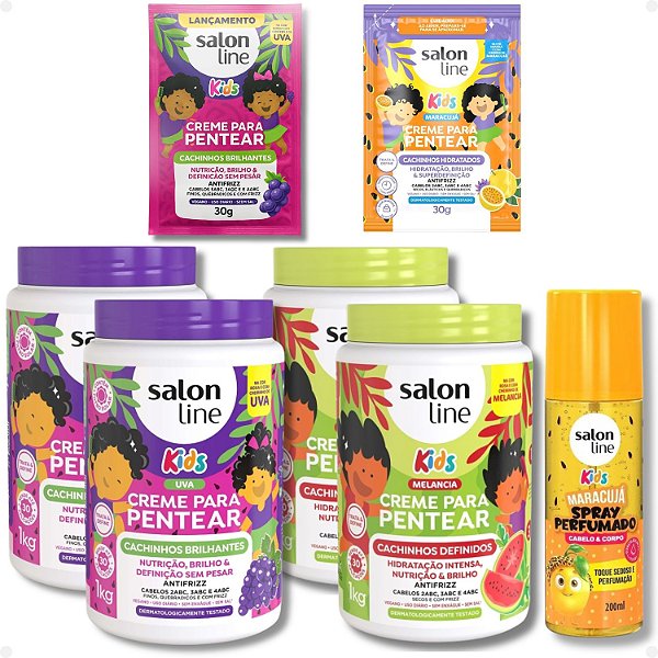 Kit Salon Line Kids Melancia E Uva: 4 Cremes para Pentear + Mimos