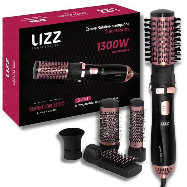 Escova Rotativa 5 em 1 Lizz Super Ion 3000 5 em 1 1300w 220v