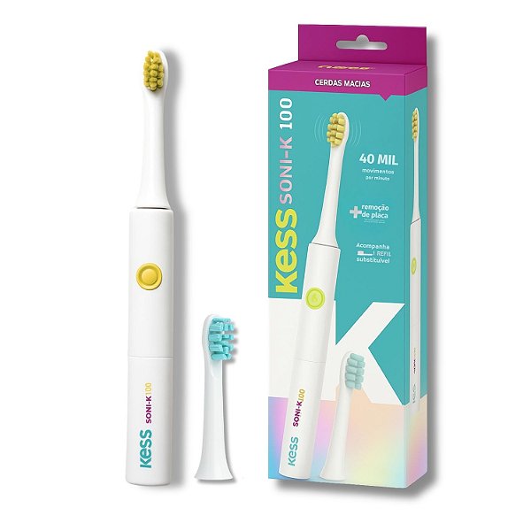 Escova Dental Elétrica e Refil Extra Kess Belliz Soni-K100 Cod. 2525