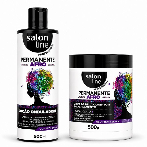 Kit Salon Line Permanente Afro: Loção Onduladora 500ml + Creme De Relaxamento e Encacheamento 500g