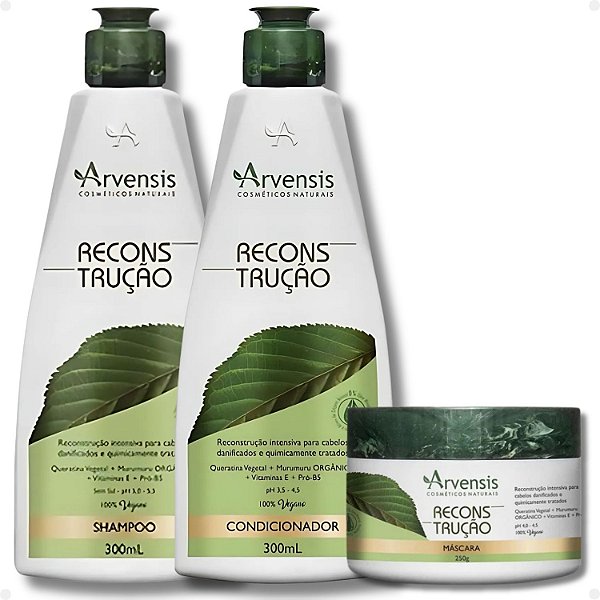 Kit Arvensis Reconstrução: Shampoo 300ml, Condicionador 300ml e Máscara 250g