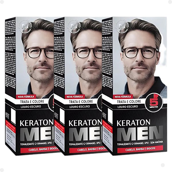 Kit Kert Keraton Men: 3 Tonalizantes Louro Escuro