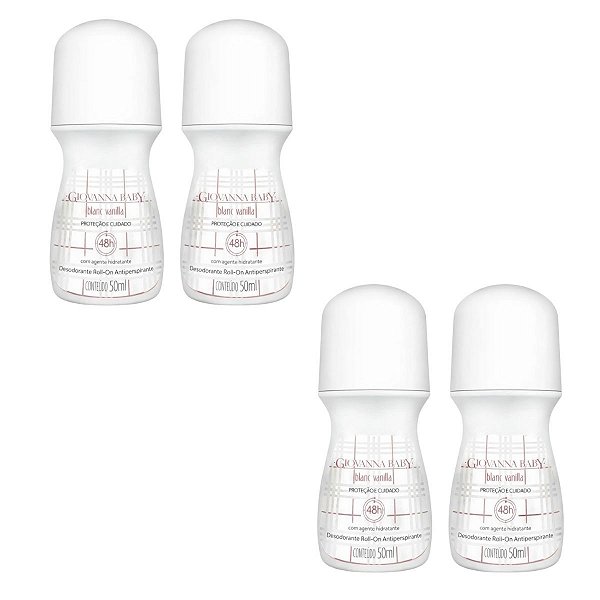 Kit Giovanna Baby: 4 Desodorante Roll-On Blanc Vanilla