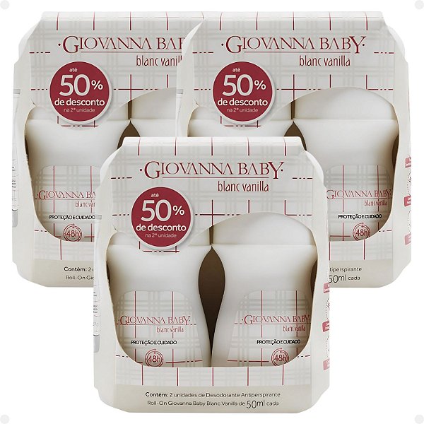 Kit Giovanna Baby: 6 Desodorante Roll-On Blanc Vanilla