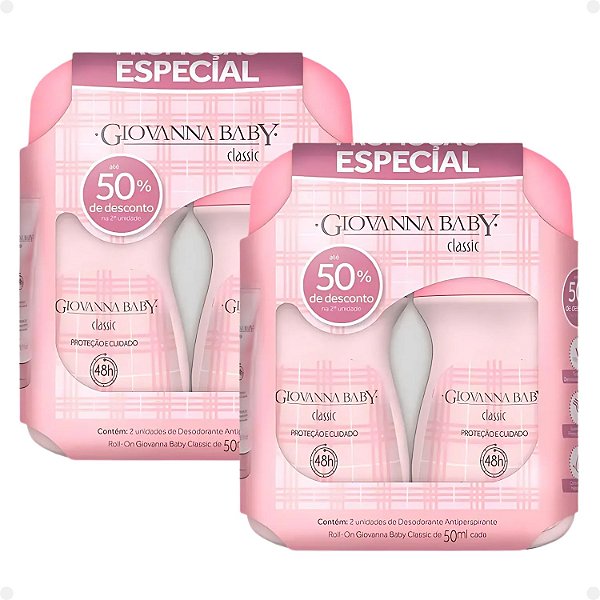 Kit Giovanna Baby: 4 Desodorante Roll-On Classic