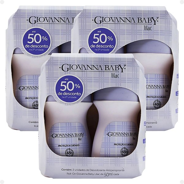 Kit Giovanna Baby: 6 Desodorante Roll-On Lilac