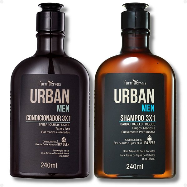 Kit Farmaervas Urban Men: Shampoo e Condicionador 3 em 1 240ml
