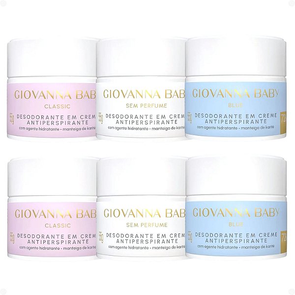 Kit Giovanna Baby: 6 Desodorantes em Creme Antiperspirante 55g