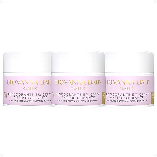 Kit Giovanna Baby Classic: 3 Desodorantes em Creme Antiperspirante 55g