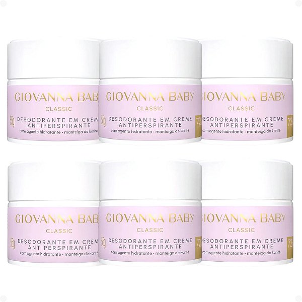 Kit Giovanna Baby Classic: 6 Desodorantes em Creme Antiperspirante 55g