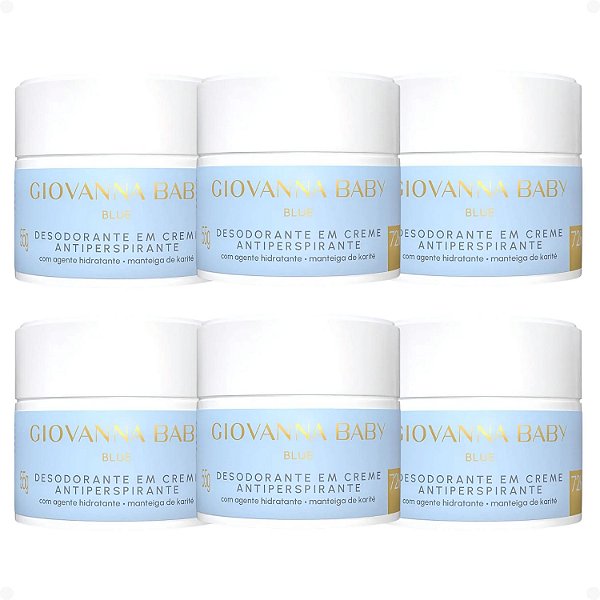 Kit Giovanna Baby Blue: 6 Desodorantes em Creme Antiperspirante 55g