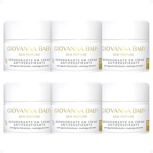 Kit Giovanna Baby Sem Perfume: 6 Desodorantes em Creme Antiperspirante 55g
