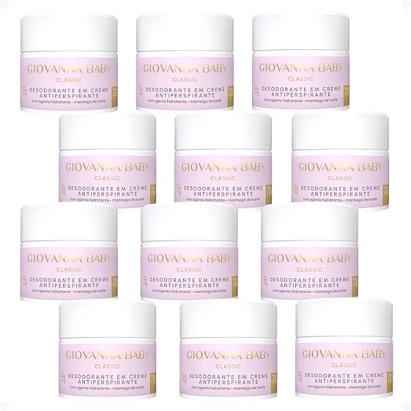 Kit Giovanna Baby Classic: 12 Desodorantes em Creme Antiperspirante 55g