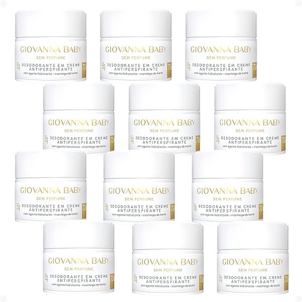 Kit Giovanna Baby Sem Perfume: 12 Desodorantes em Creme Antiperspirante 55g