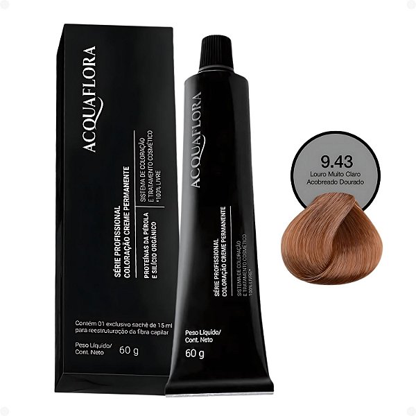 Coloração Creme Acquaflora 9.43 Louro Muito Claro Acobreado Dourado 60g