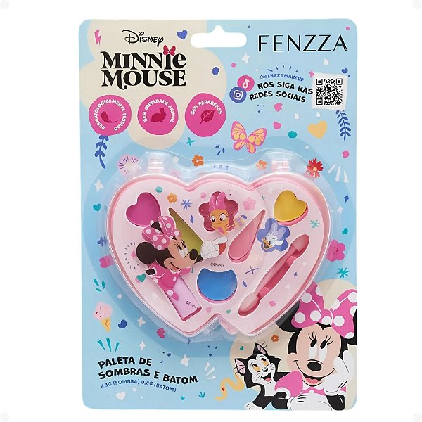 Kit Maquiagem Infantil Fenzza Disney Minnie Mouse: Paleta De Sombras e Batom Ref. DIS025