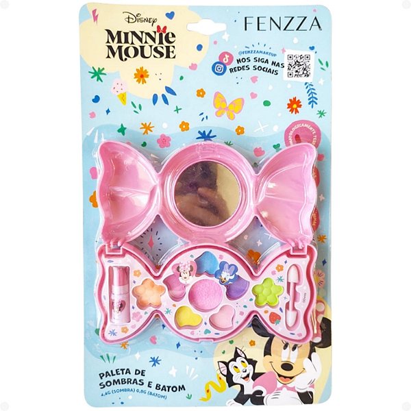 Kit Maquiagem Infantil Fenzza Disney Minnie Mouse: Paleta de Sombras e Batom Ref. DIS052