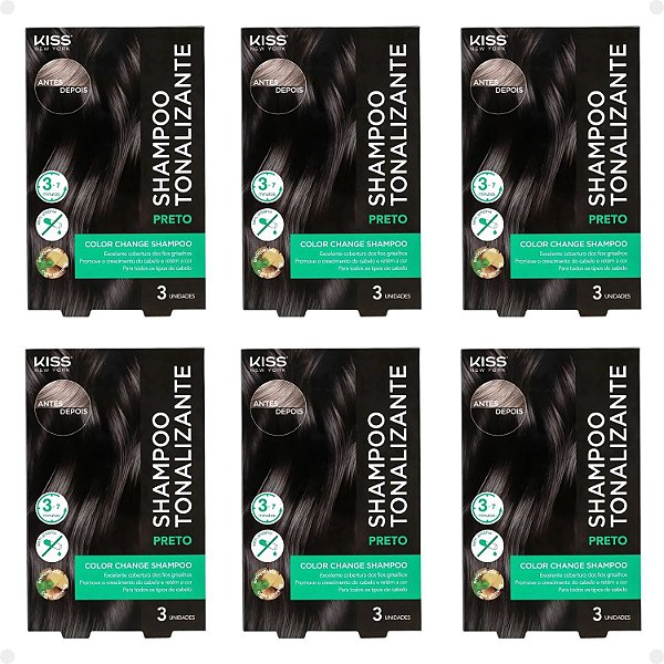 Kit Kiss New York Color Change: 6 Shampoo Tonalizante Preto