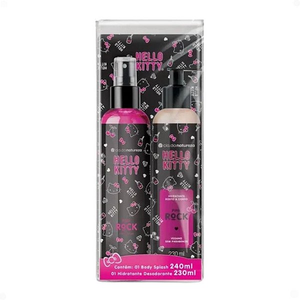 Kit Cia da Natureza Hello Kitty Pink Rock: Body Splash 240ml e Loção Hidratante 230ml