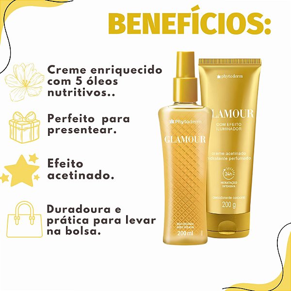 Kit Phytoderm Glamour: Body Splash 200ml e Creme Hidratante Acetinado 200g