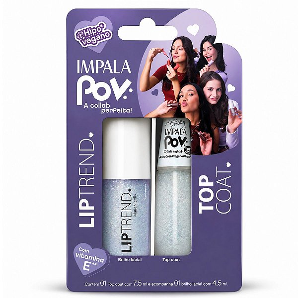 Kit Impala Pov: 1 Top Coat e 1 Gloss Labial Maria Nicolly