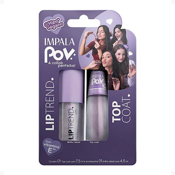 Kit Impala Pov: 1 Top Coat e 1 Gloss Labial Luara