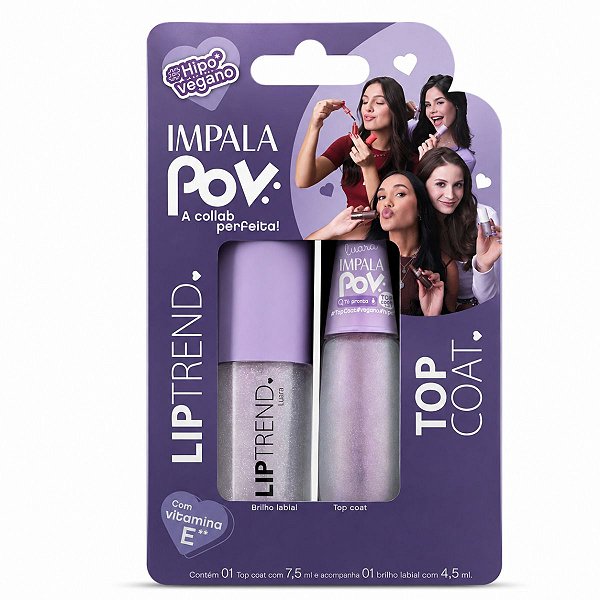 Kit Impala Pov: 1 Top Coat e 1 Gloss Labial Luara