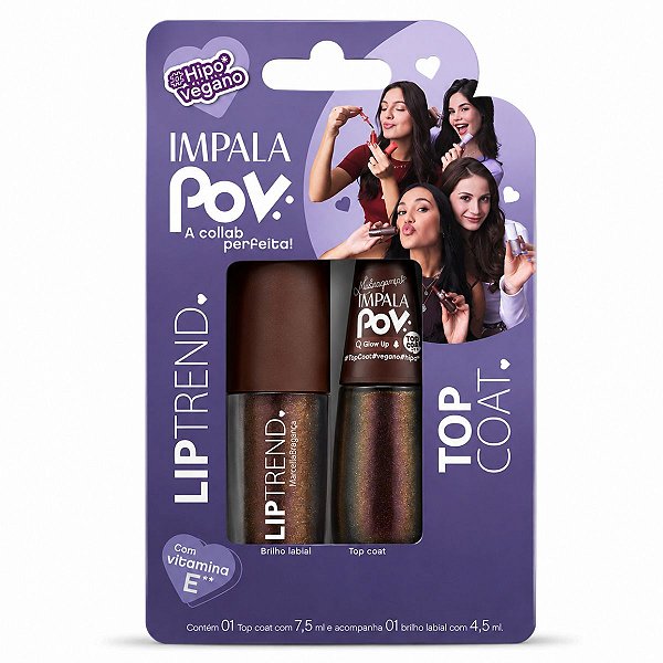 Kit Impala Pov: 1 Top Coat e 1 Gloss Labial Marcella
