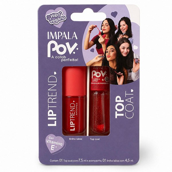 Kit Impala Pov:  1 Top Coat e 1 Gloss Labial Antonela