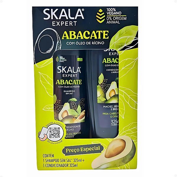 Kit Skala Expert Abacate Com Òleo De Rícino: Shampoo e Condicionador 325ml