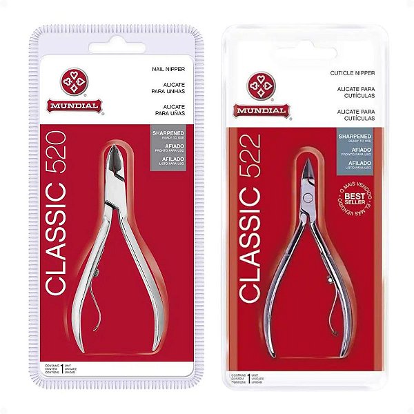 Kit Mundial Classic: 1 Alicate Para Cutículas 522 e 1 Alicate Para Corte De Unhas 520