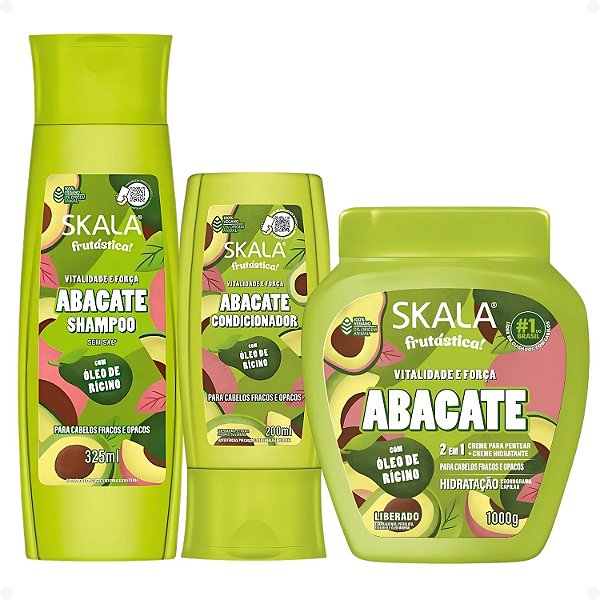 Kit Skala Frutástica Abacate: Shampoo e Condicionador 200ml + Creme Tratamento 1000g