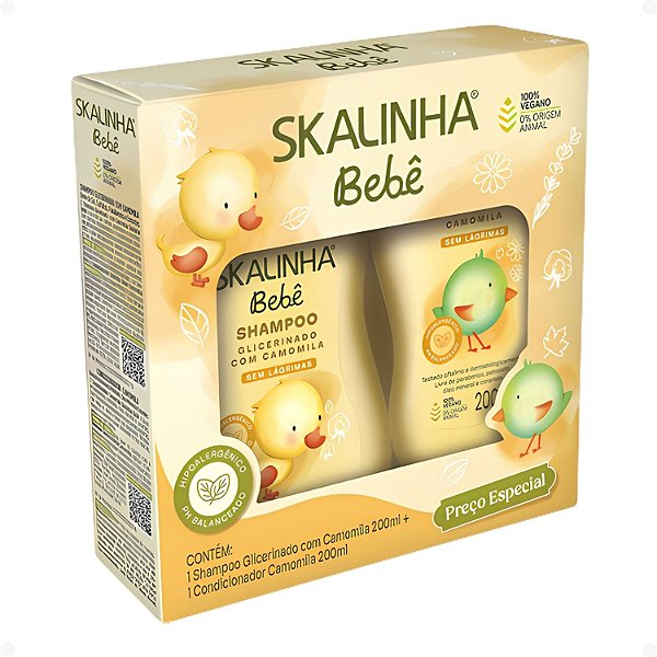 Kit Skalinha Bebê Glicerinado Com Camomila: Shampoo e Condicionador 200ml