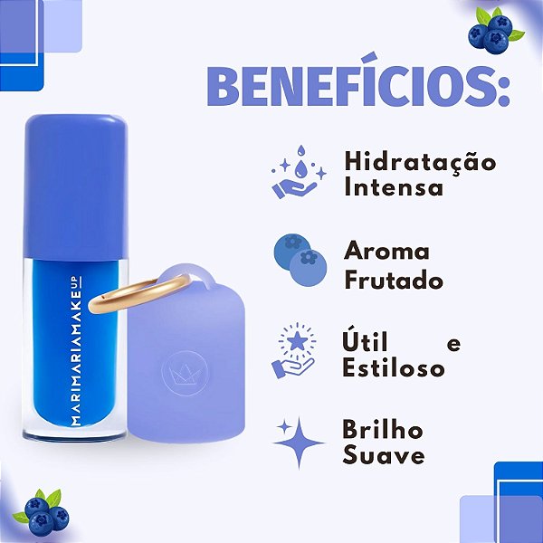 Kit Mari Maria Makeup: Lip Oil Juice Blueberry e Case Blueberry