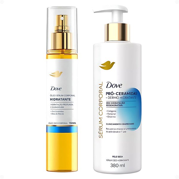 Kit Dove Hidratante Pró-ceramidas: Óleo Sérum Deo Corporal 150ml e Sérum Deo Hidratante 380ml