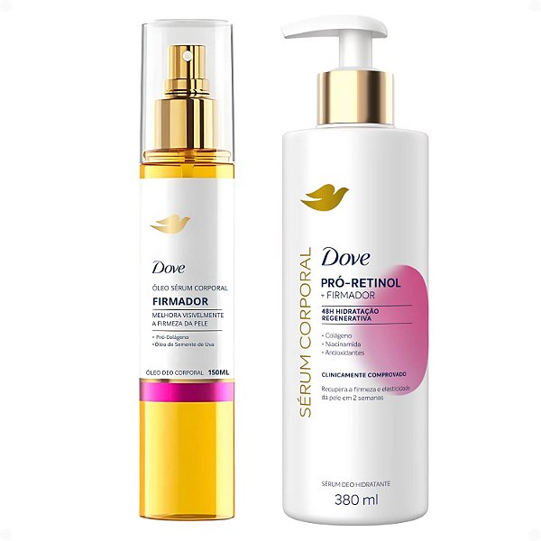 Kit Dove Firmador Colágeno: Óleo Sérum Deo Corporal 150ml e Sérum Deo Hidratante 380ml