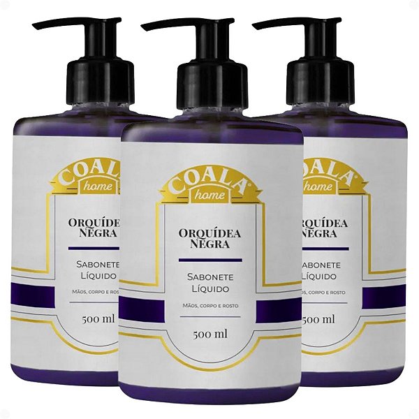 Kit Coala Home: 3 Sabonetes Líquidos Orquídea Negra 500ml