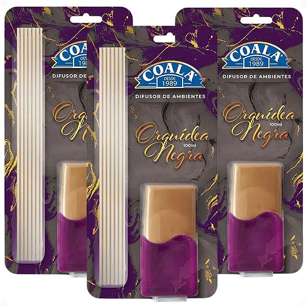 Kit Coala: 3 Difusores De Aroma Orquídea Negra 100ml