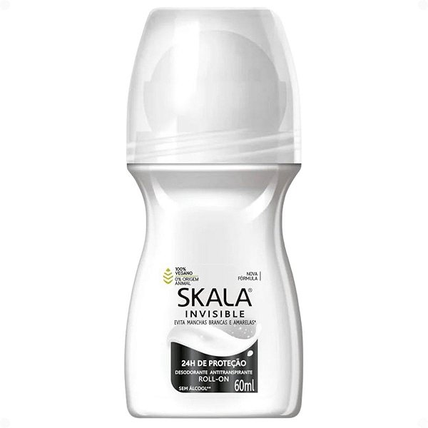 Desodorante Roll-on Skala Invisible Evita Manchas Brancas e Amarelas 60ml
